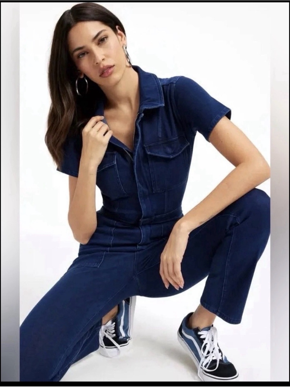 Good American Fit For Success Dark Wash Blue Denim Jumpsuit Women’s Size Small